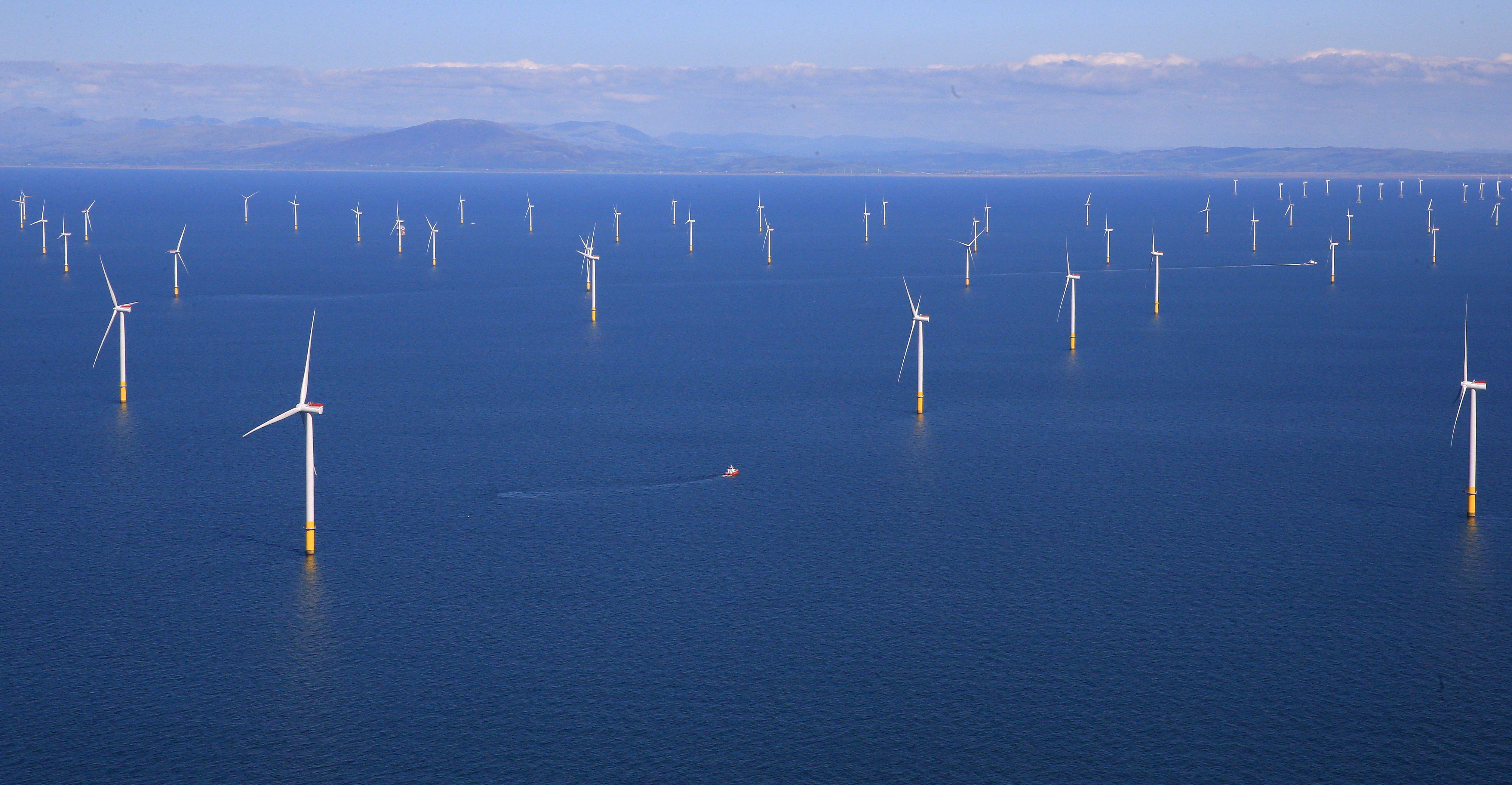 FILE PHOTO: The Orsted-operated Walney Extension offshore wind farm off the coast of Blackpool