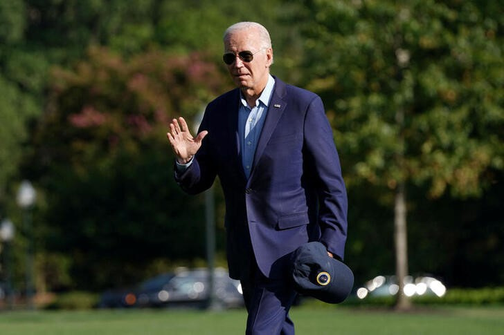 President Joe Biden Exits Marine One on the South Lawn After Labor Day Weekend